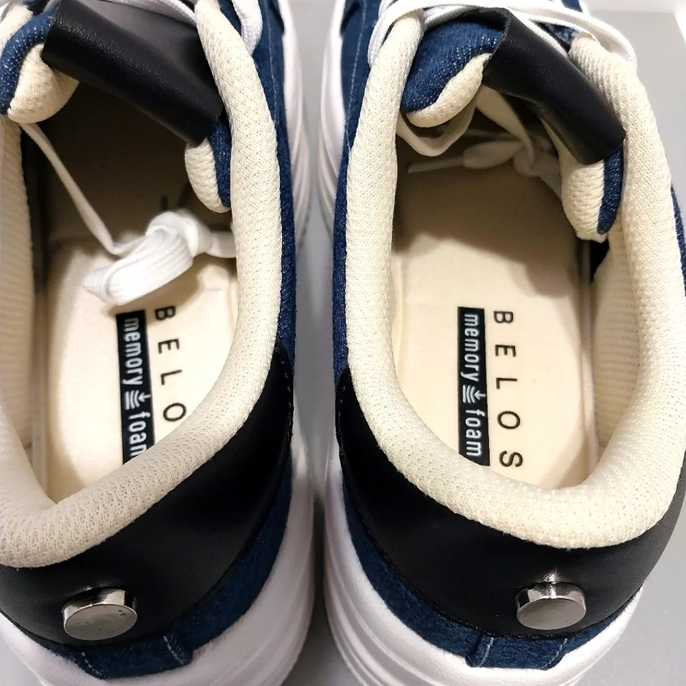 Belos Denim & Glitter Star Platform Sneakers, NWT, Size‎ 9| EUR 40